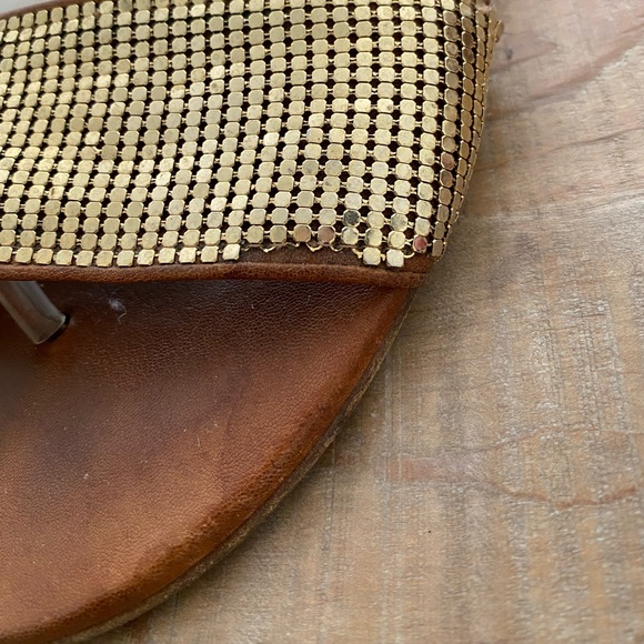 Stuart Weitzman gold sequins leather slides sandal shoes - Picture 7 of 11